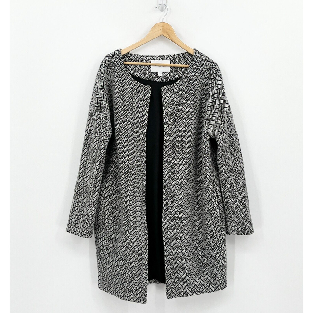 Amour Vert Jacket Womens Large Jacqueline Black White Herringbone Coat Retro 90s